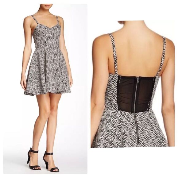 Sam Edelman Black & Gray Diamond Part Dress Size 0 - Picture 1 of 15
